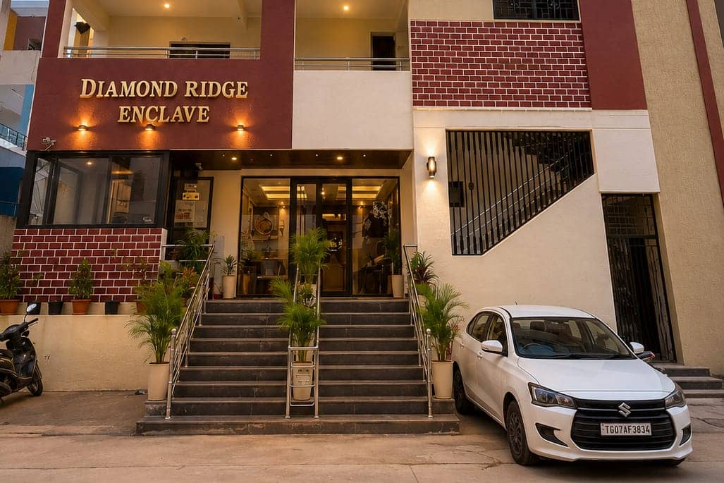 The Diamond Ridge Living building at dusk