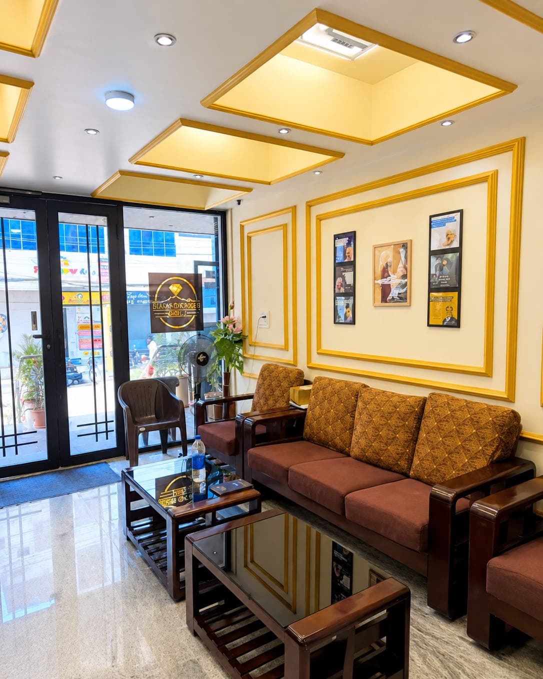 The lounge looking out to the street
